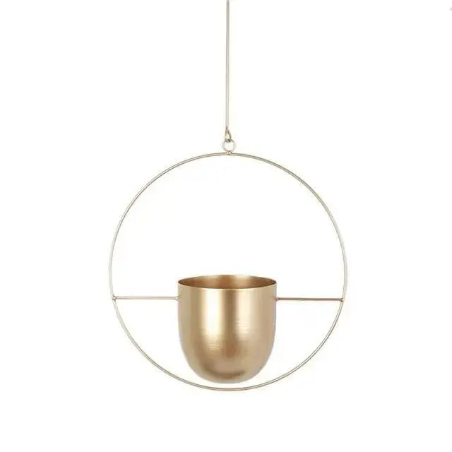 Oval or Round Frame Metal Hanging Planter with Chain