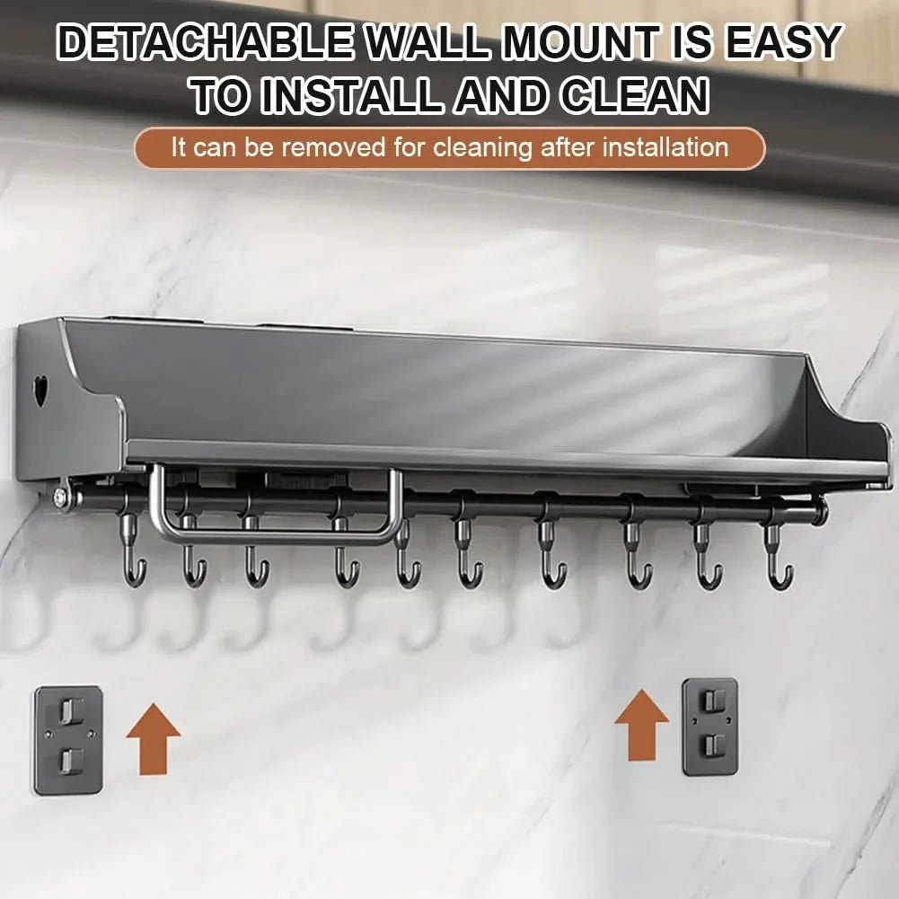 Metal Kitchen Organizer with Functional Hanging Hooks