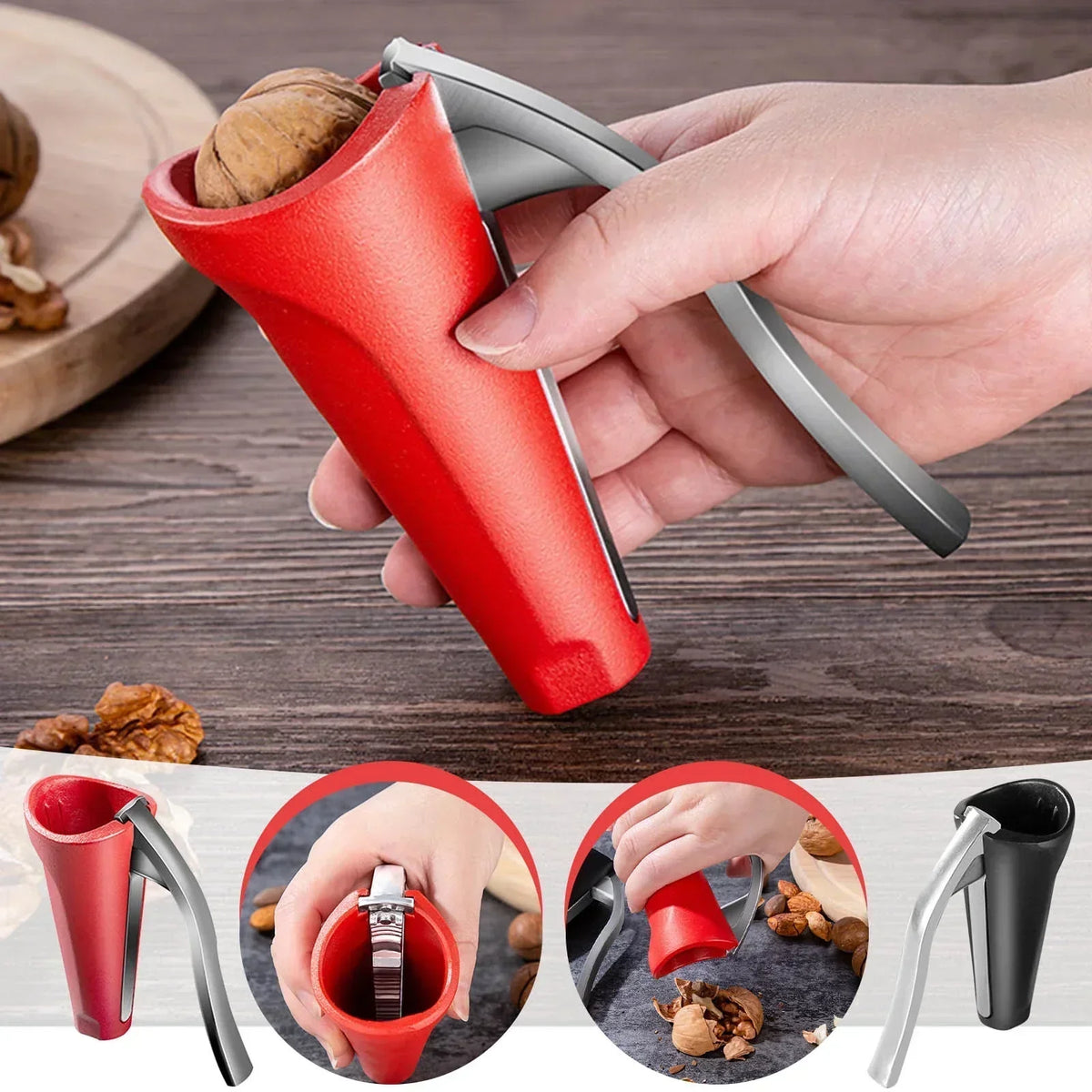 Handheld Ergonomic Nut Cracker for Kitchen – One-Handed Tool for Nuts & Snacks