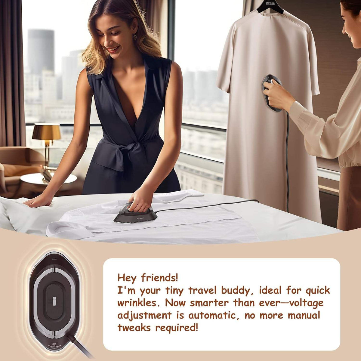 Compact Travel Iron – Quick Heating for Dry and Steam Pressing