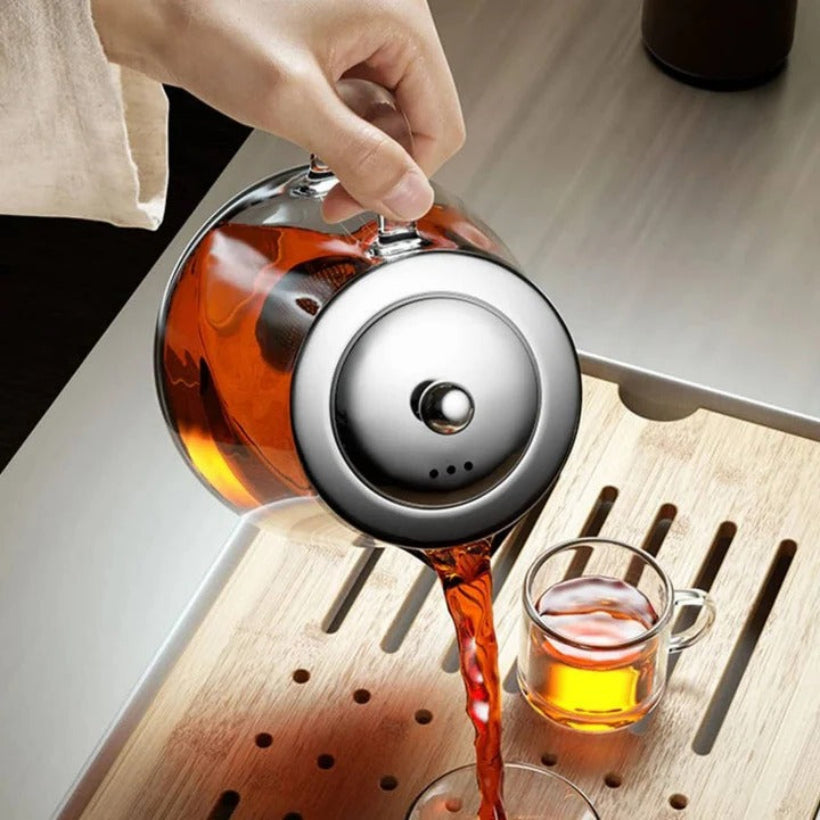 Elegant Glass Teapot with Stainless Steel Infuser, 45.6 oz