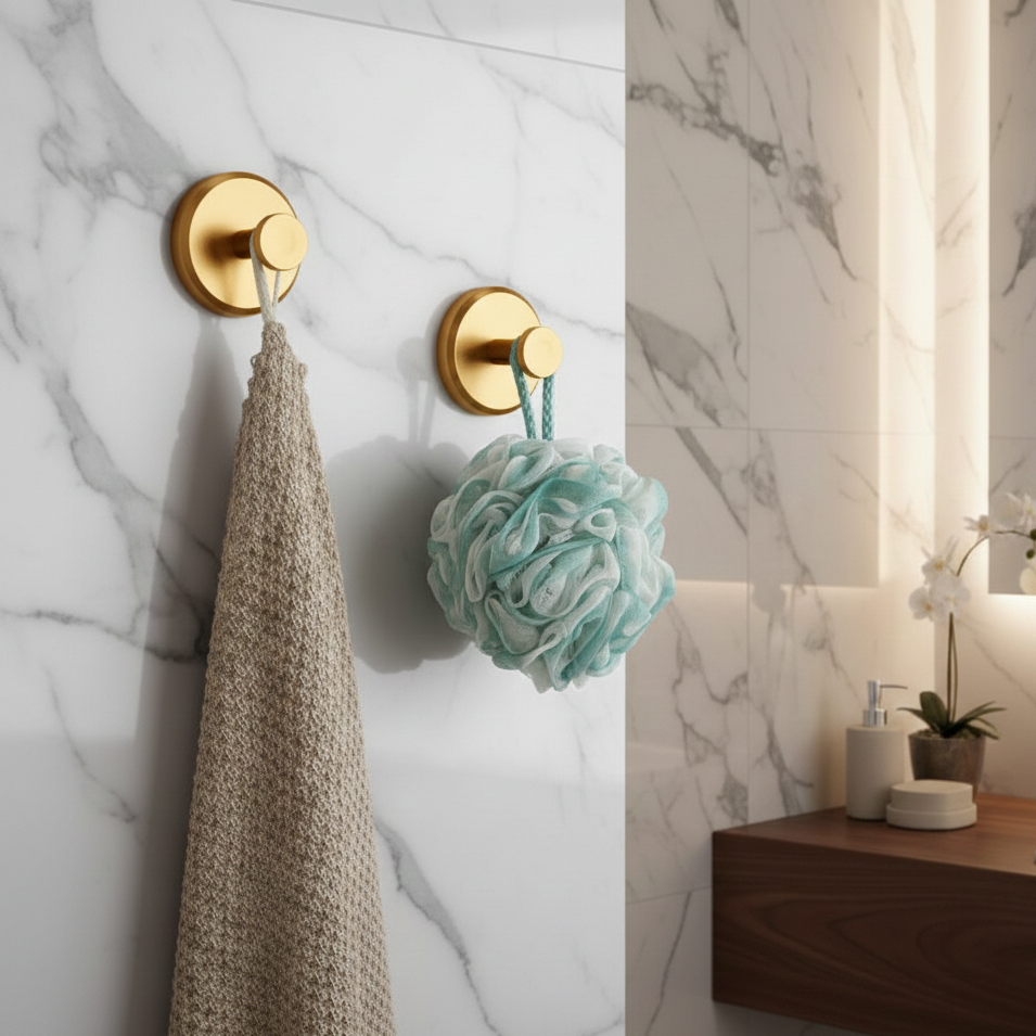 Versatile No-Drill Suction Hooks (2 Pack) – Effortless Organization for Every Room
