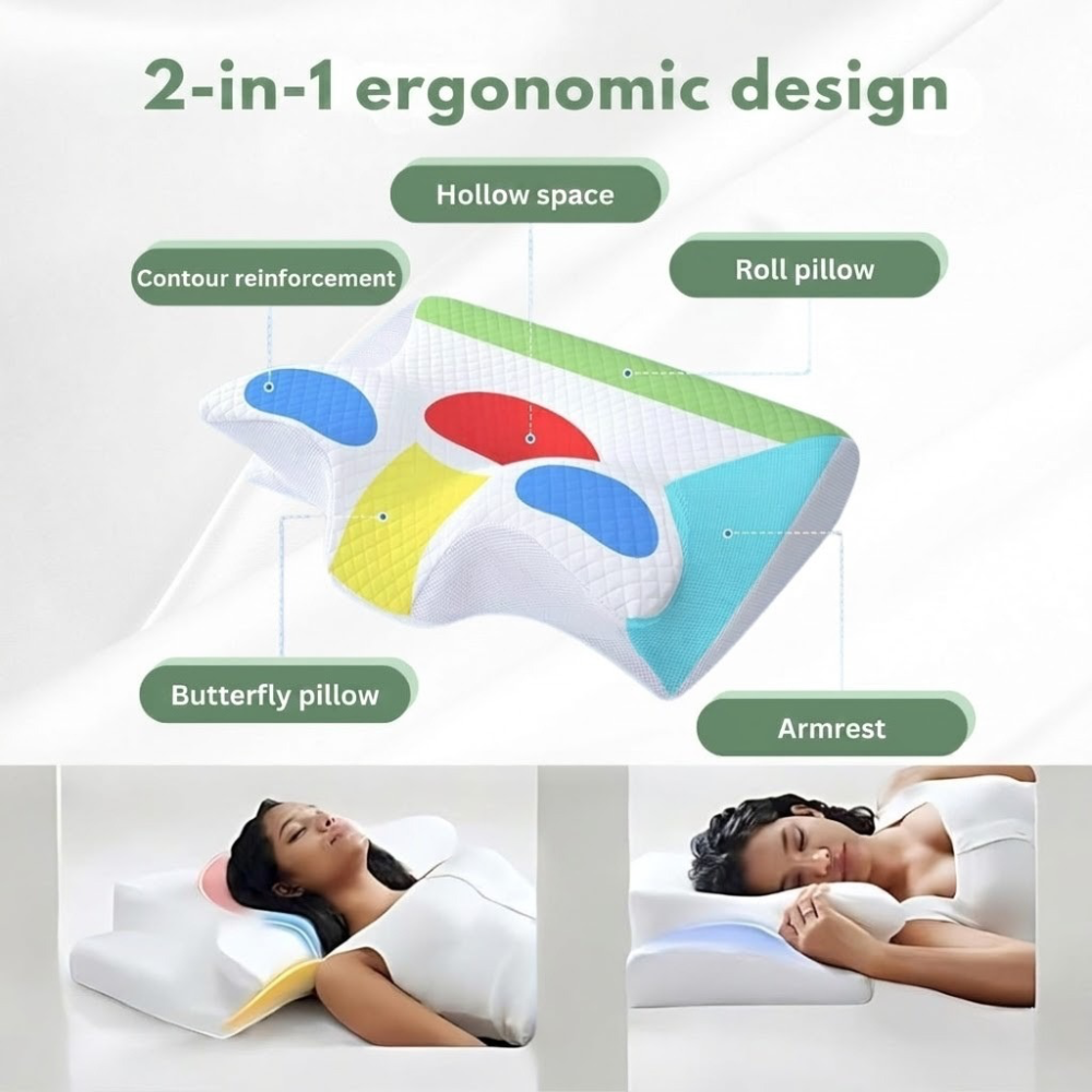Contoured Neck Support Pillow for Comfortable Sleep – Ergonomic Design