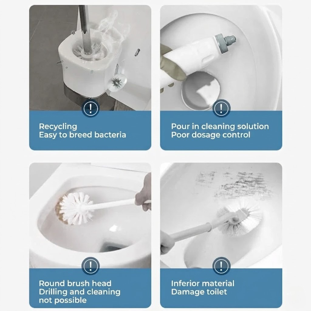 Antibacterial Disposable Toilet Brush with Hygienic Sponge Heads