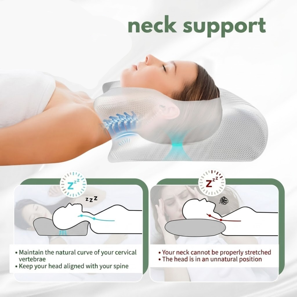 Contoured Support Pillow Made of Ergonomic Memory Foam