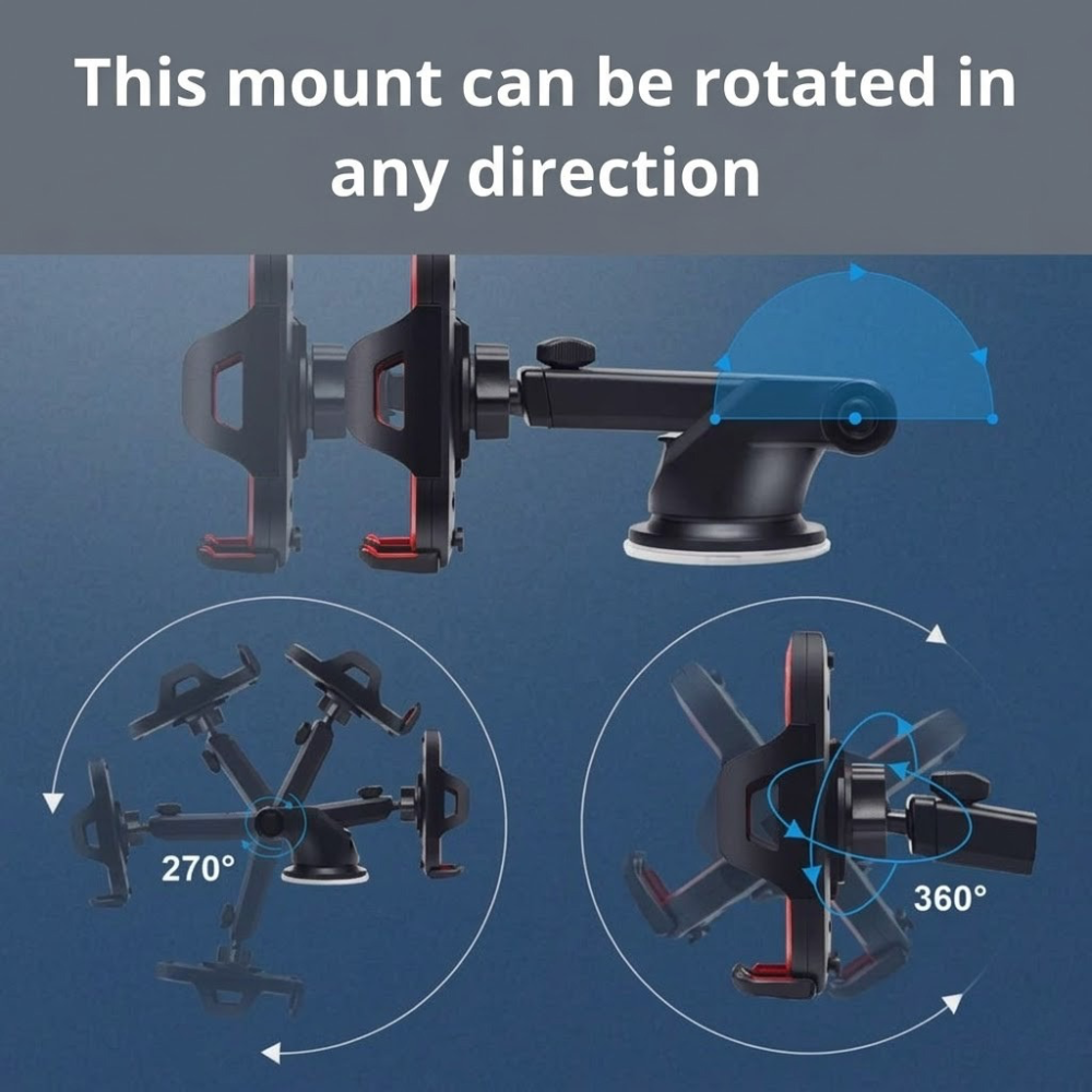 Car Phone Mount with Strong Suction Cup for Universal Fit