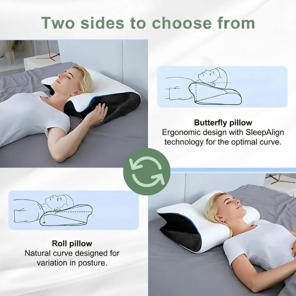 Contoured Neck Support Pillow for Comfortable Sleep – Ergonomic Design