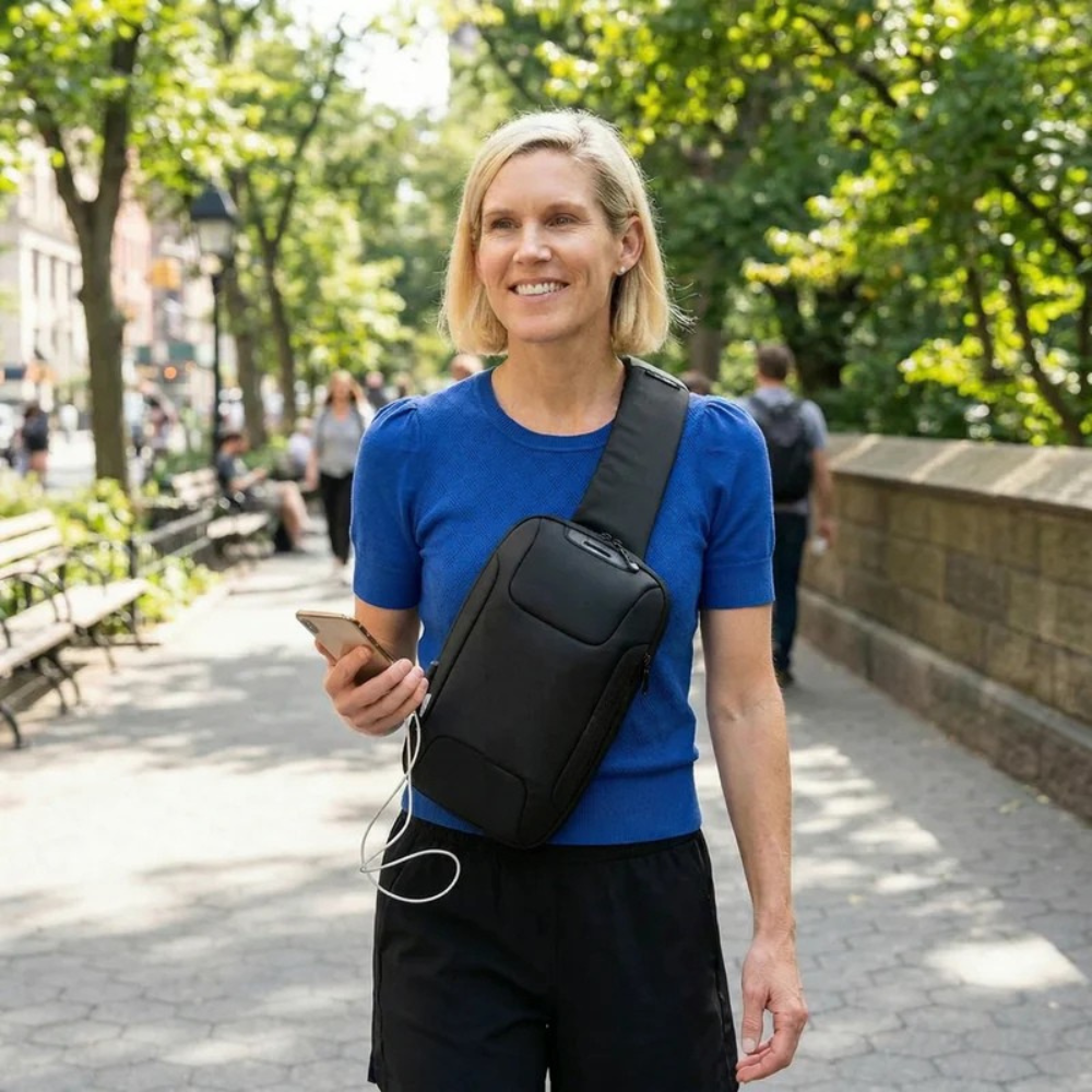 Travel Crossbody Bag featuring USB Charging and Zip Compartments