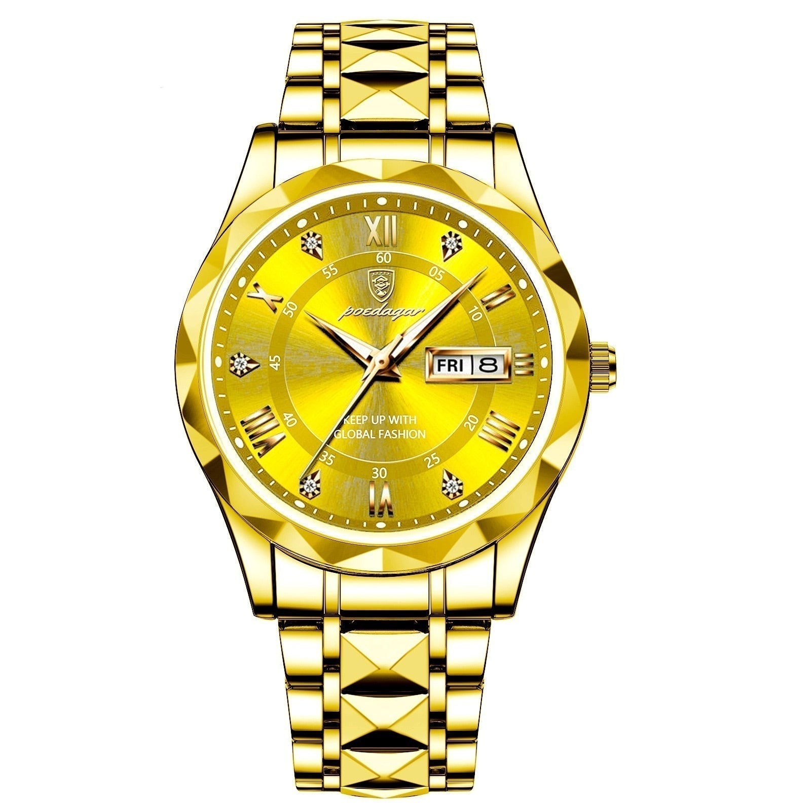 Men's Stainless Steel Watch with Quartz Movement | Luminous Hands | Date Display