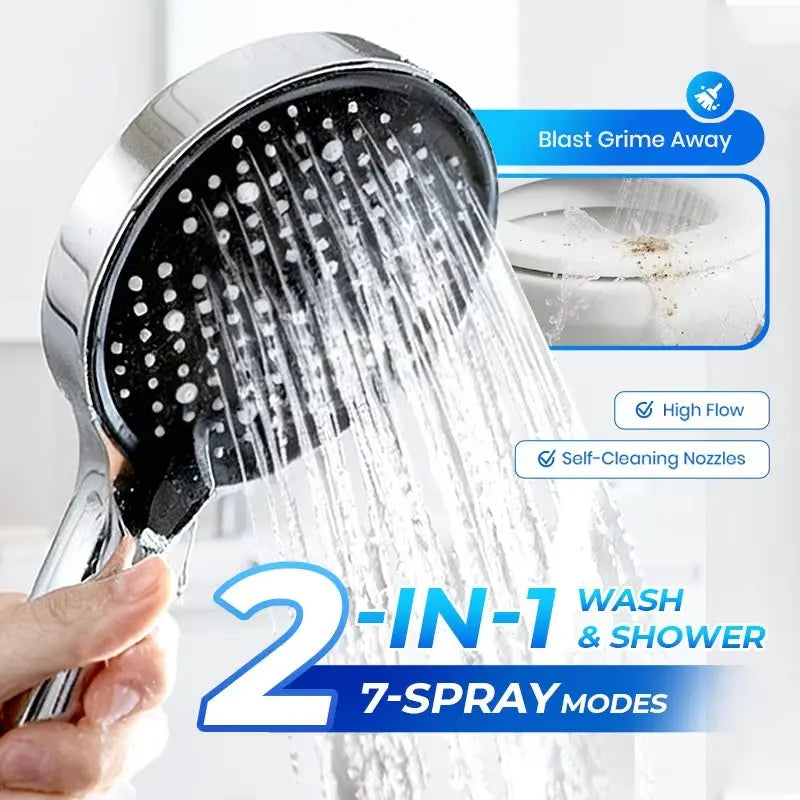 Handheld Showerhead with 7 Spray Modes – High Pressure