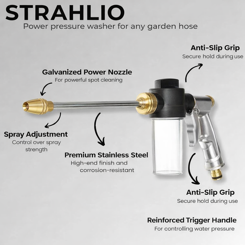 High-Pressure Cleaner with Adjustable Spray and Soap Dispenser