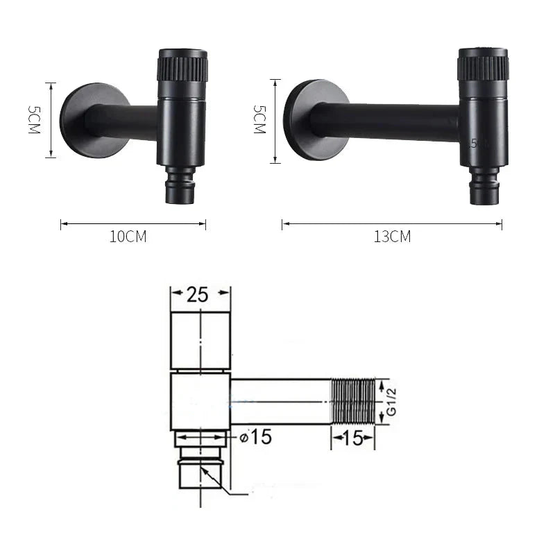 Wall-Mounted Faucet in Stainless Steel for Kitchen and Garden Use