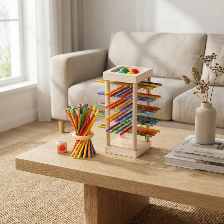 Concentration & Fine Motor Skills Development with Wooden Ball Tower