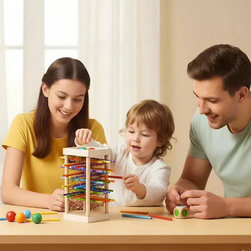 Concentration & Fine Motor Skills Development with Wooden Ball Tower
