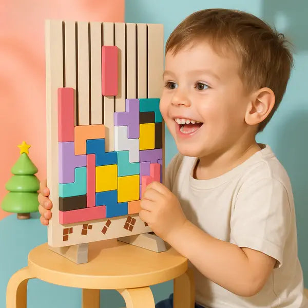 Tetris Wooden Puzzle – Vibrant Construction Game for 5 Years and Older