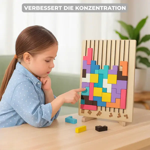 Tetris Wooden Puzzle – Vibrant Construction Game for 5 Years and Older
