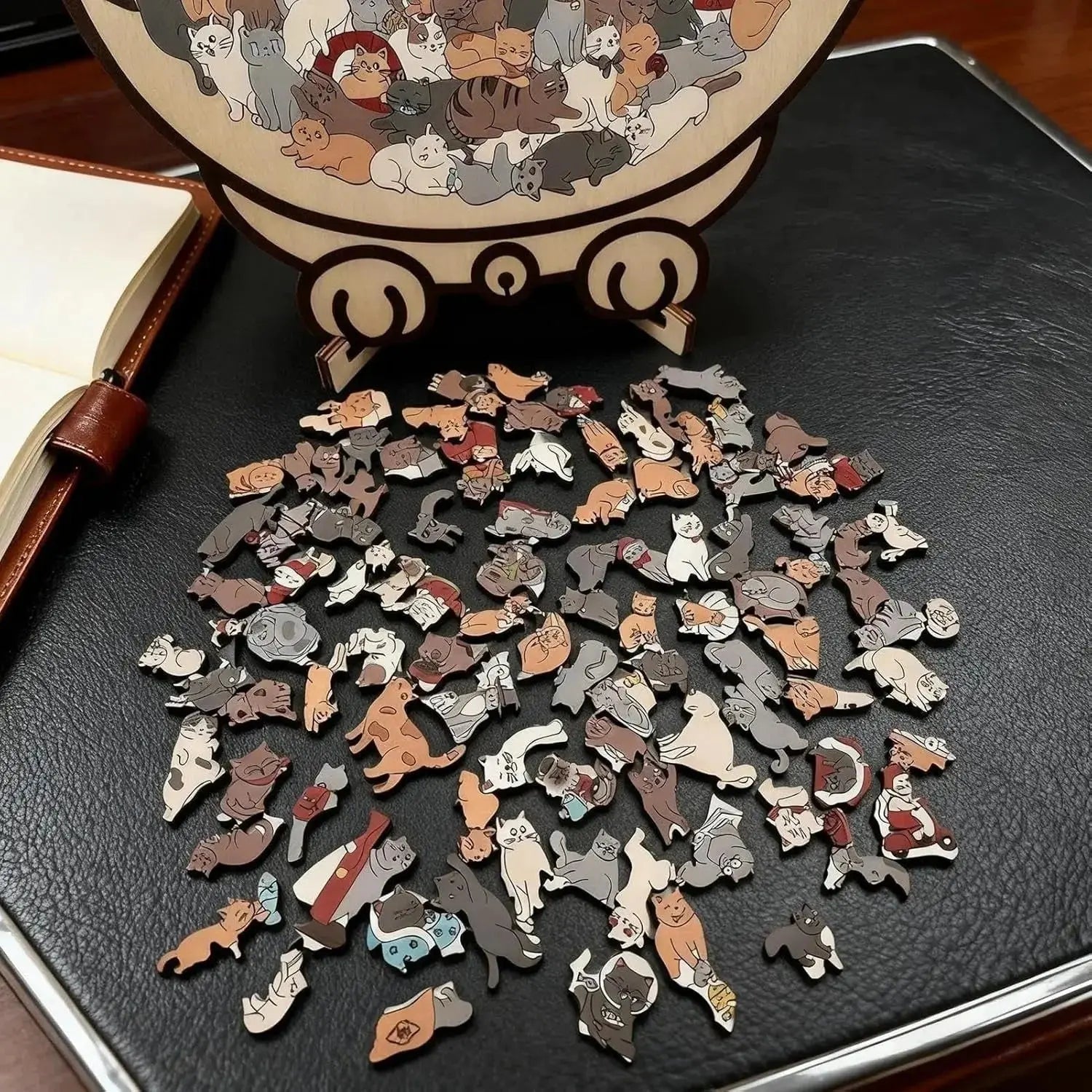 Cat-Shaped Wooden Jigsaw Puzzle – 135 Piece Set