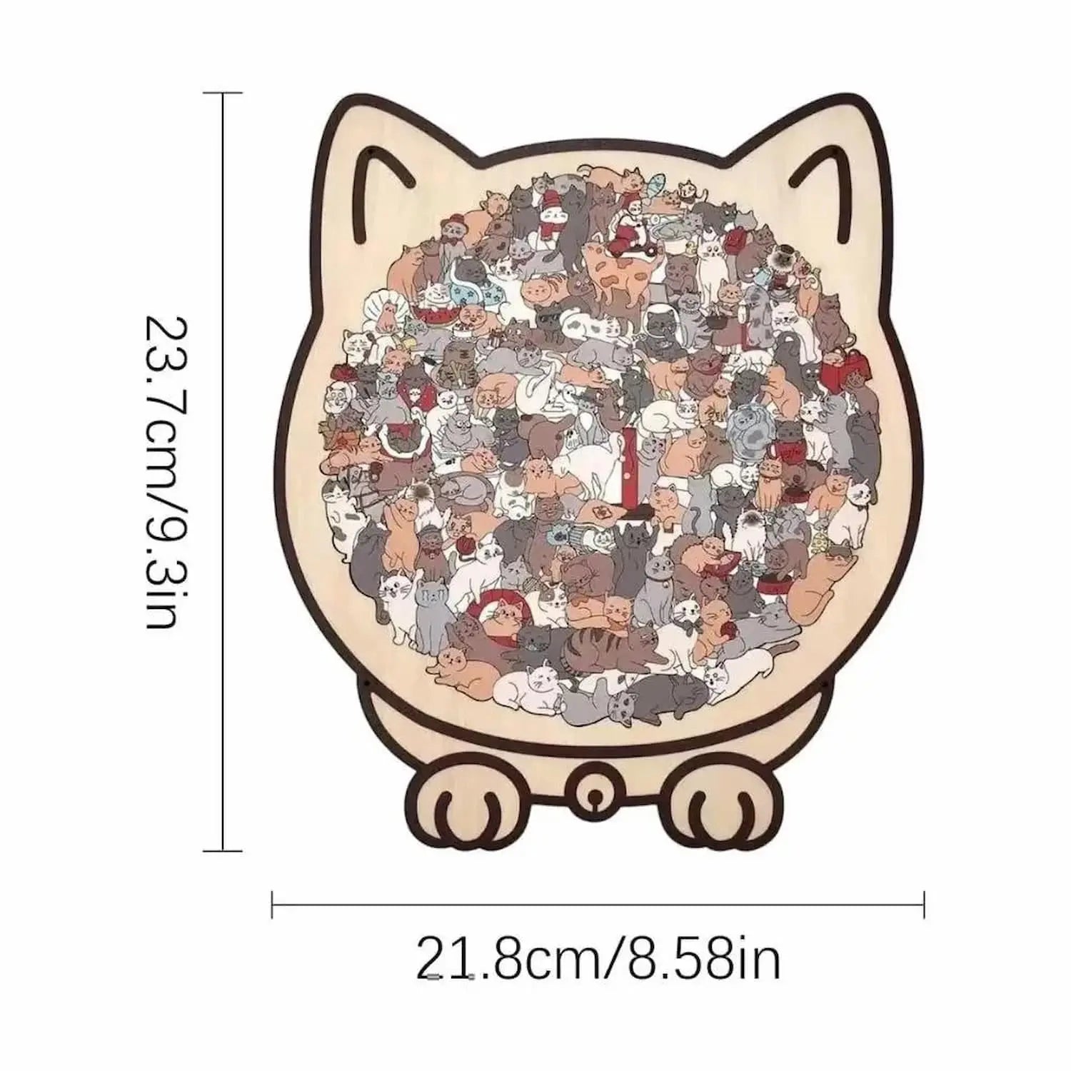 Cat-Shaped Wooden Jigsaw Puzzle – 135 Piece Set