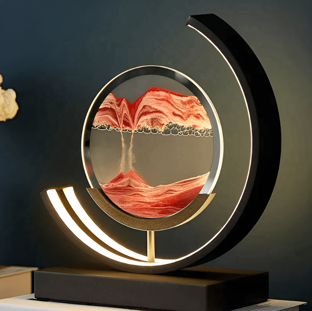 Dimmable LED Sand Lamp with Rotating Sand Sculpture Design