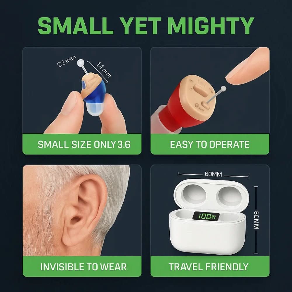 Invisible In-Ear Hearing Aids | Rechargeable for 3 Days | Feedback-Free