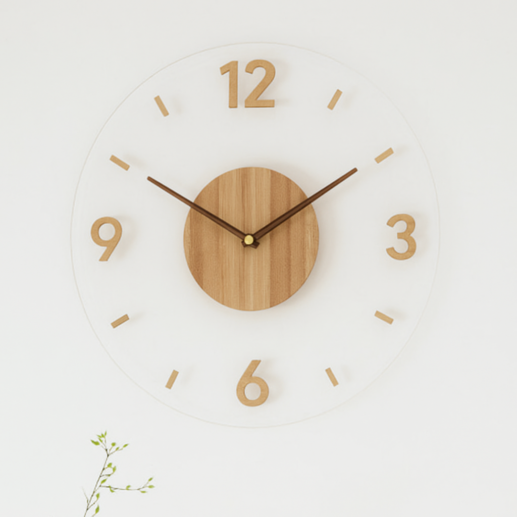 Silent Movement Round Wooden Wall Clock