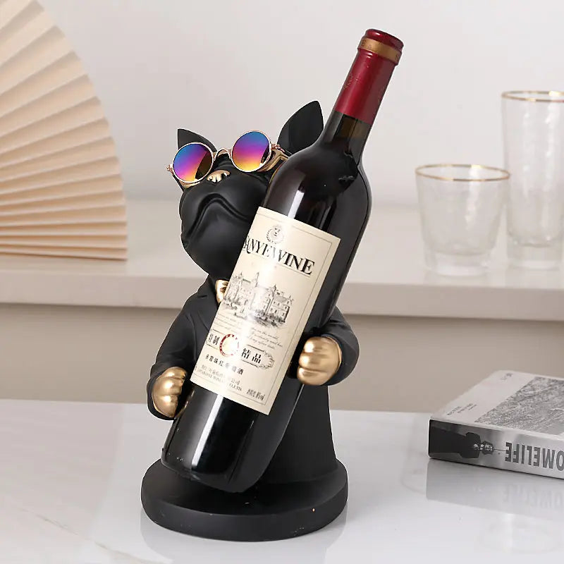 Handcrafted Dog Figurine Wine Glass Holder – Decorative Table Accent