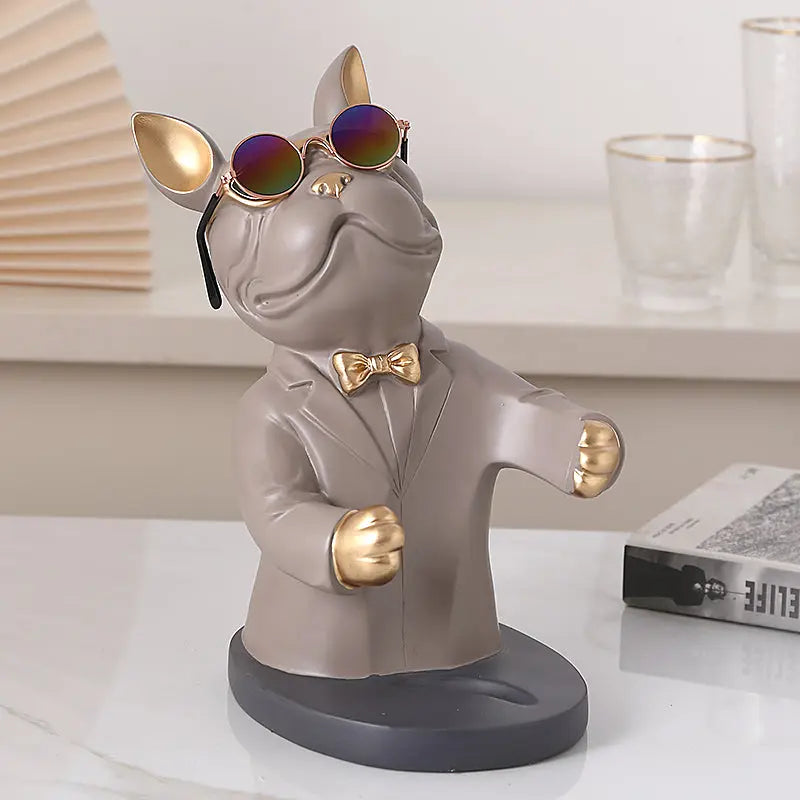 Handcrafted Dog Figurine Wine Glass Holder – Decorative Table Accent