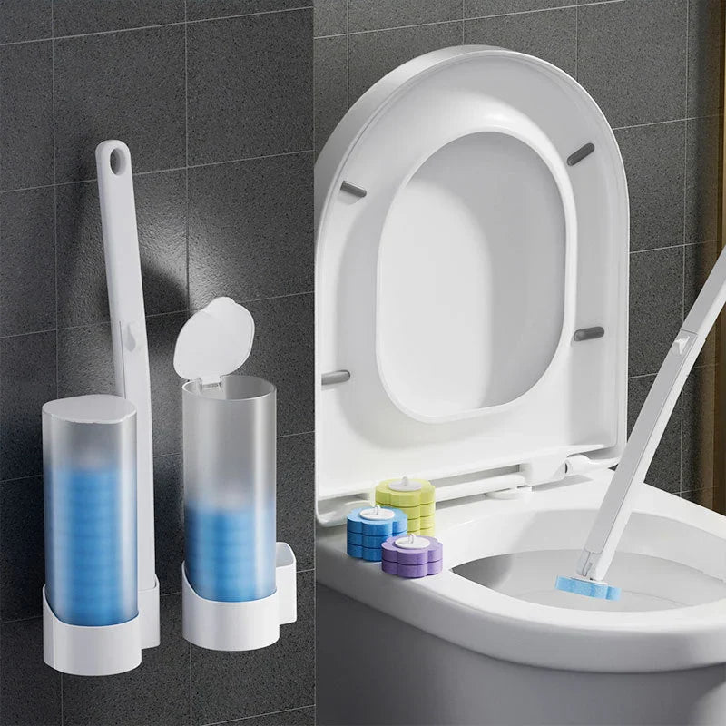 Antibacterial Disposable Toilet Brush with Hygienic Sponge Heads