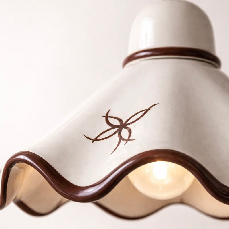 Adjustable Cord Pendant Light in Pleated Matte Ceramic Design