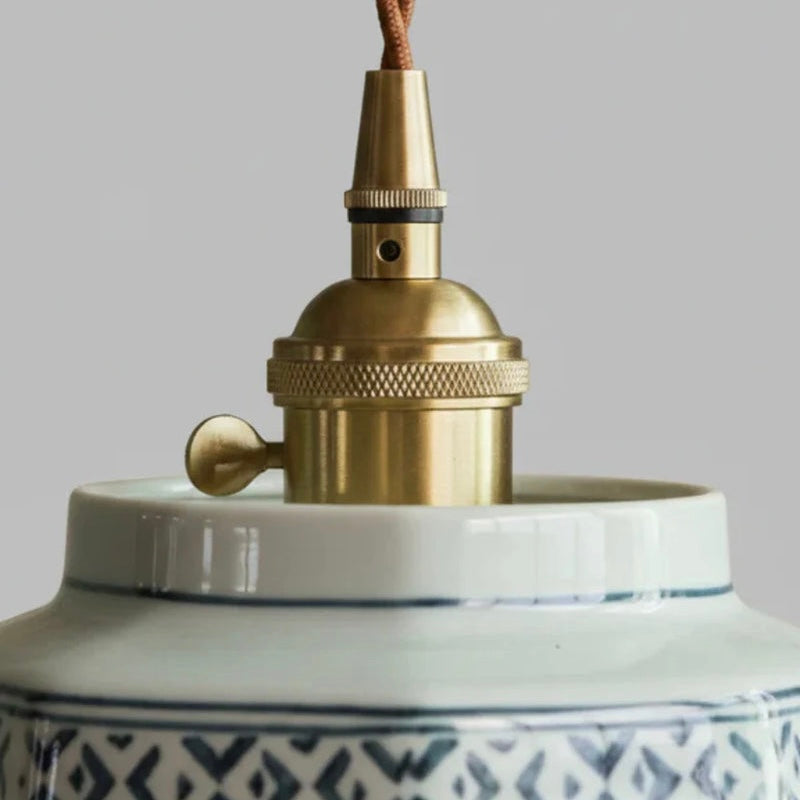 Adjustable Cord Pendant Light in Hand-Painted Ceramic Finish