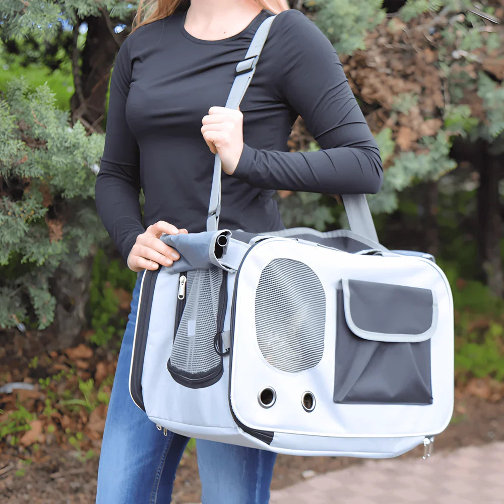 Ventilated Mesh Cat Travel Carrier for Easy Transport
