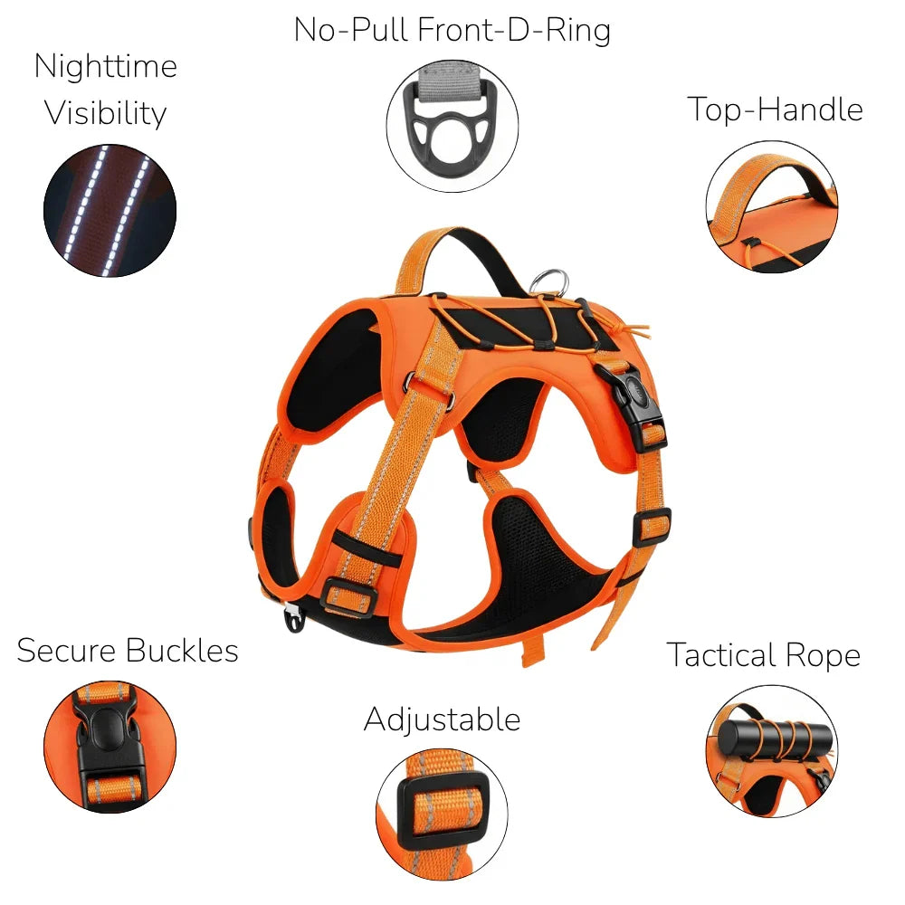 Nylon Dog Harness with Reflective Strips and Adjustable Fit