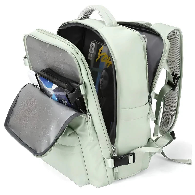 Flat Lay Design Expandable Travel Backpack for Carry-On Use
