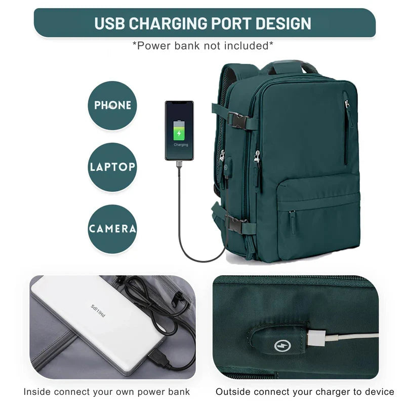 Flat Lay Design Expandable Travel Backpack for Carry-On Use