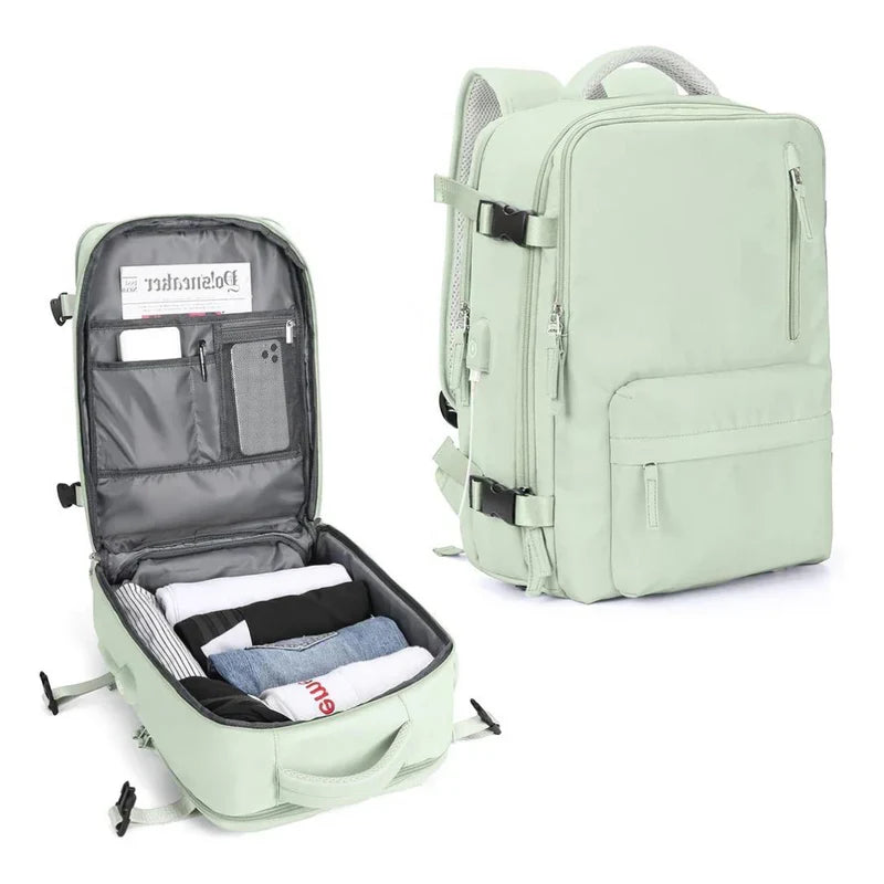 Flat Lay Design Expandable Travel Backpack for Carry-On Use