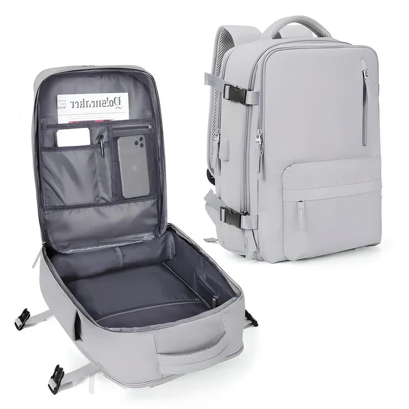 Flat Lay Design Expandable Travel Backpack for Carry-On Use