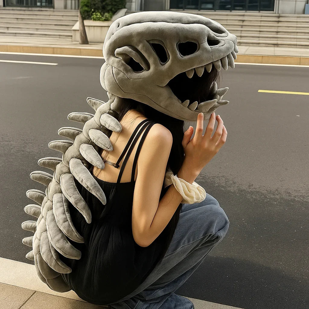 Adjustable Plush Dinosaur Skeleton Outfit for Children