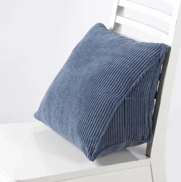 Triangle Shaped Back Support Cushion with Corduroy Fabric Cover