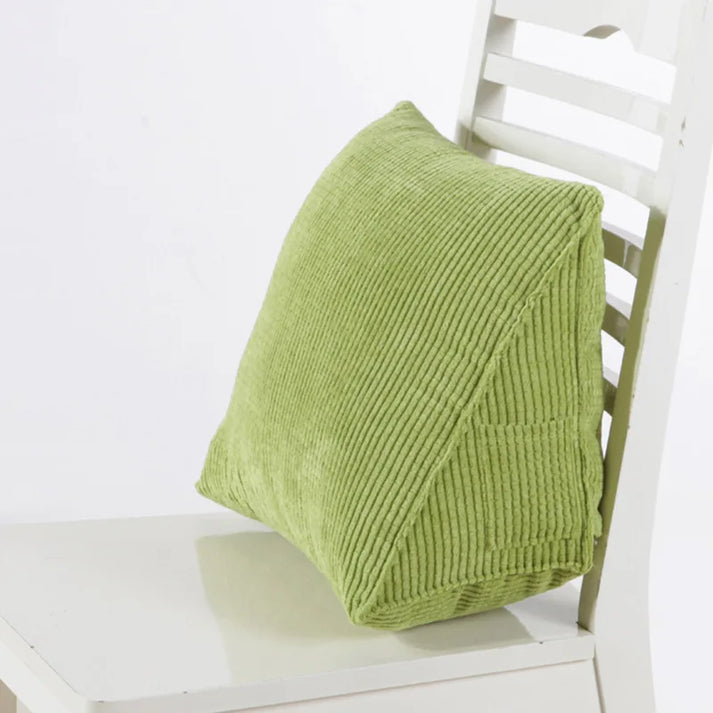 Triangle Shaped Back Support Cushion with Corduroy Fabric Cover