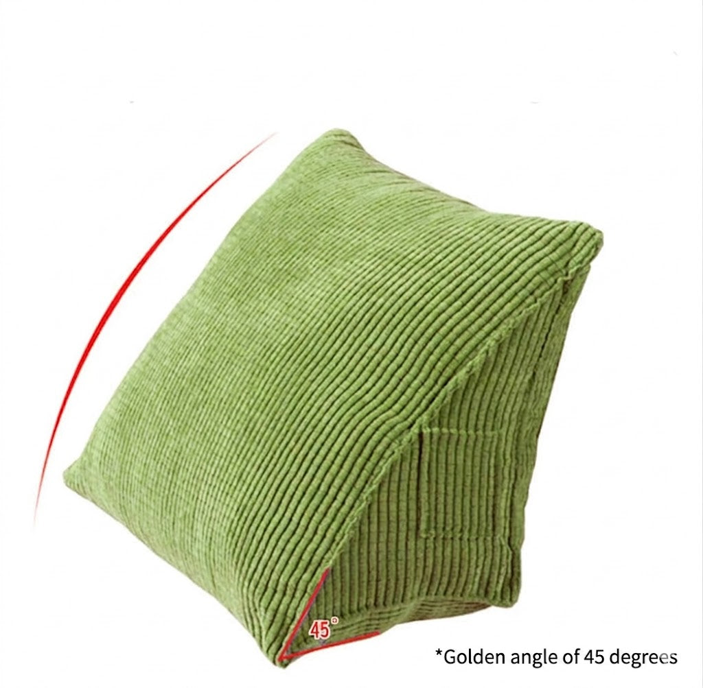 Triangle Shaped Back Support Cushion with Corduroy Fabric Cover
