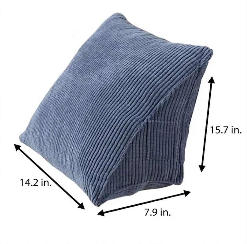 Triangle Shaped Back Support Cushion with Corduroy Fabric Cover