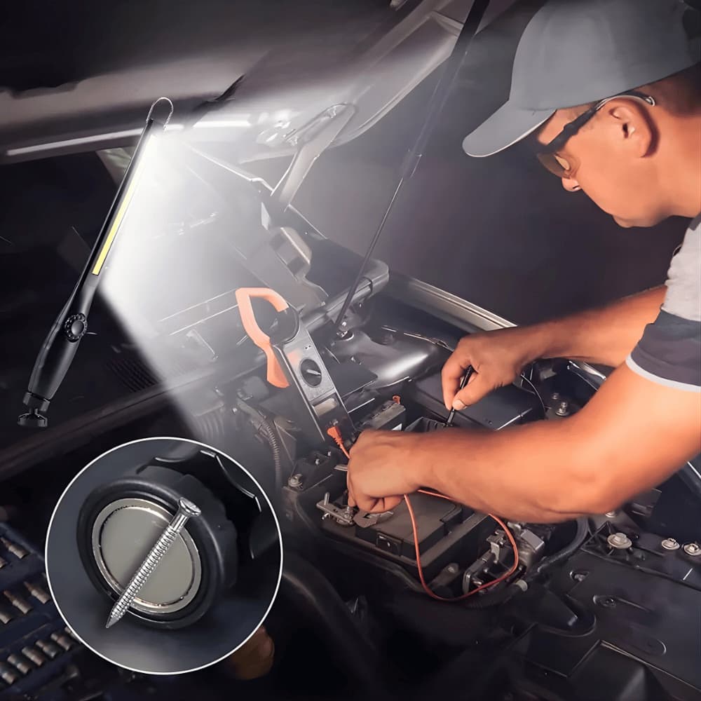 Rechargeable LED Work Light with Stepless Dimming - Magnetic Inspection Lamp for Mechanics