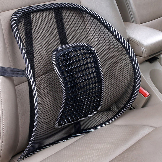 Back Support Cushion for Car with Breathable Mesh and Massage Beads