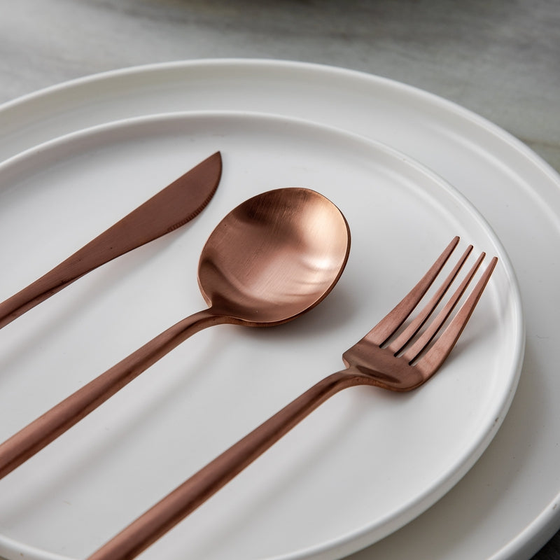 Minimalist Stainless Steel Cutlery Set 18/10 with Titanium Coating