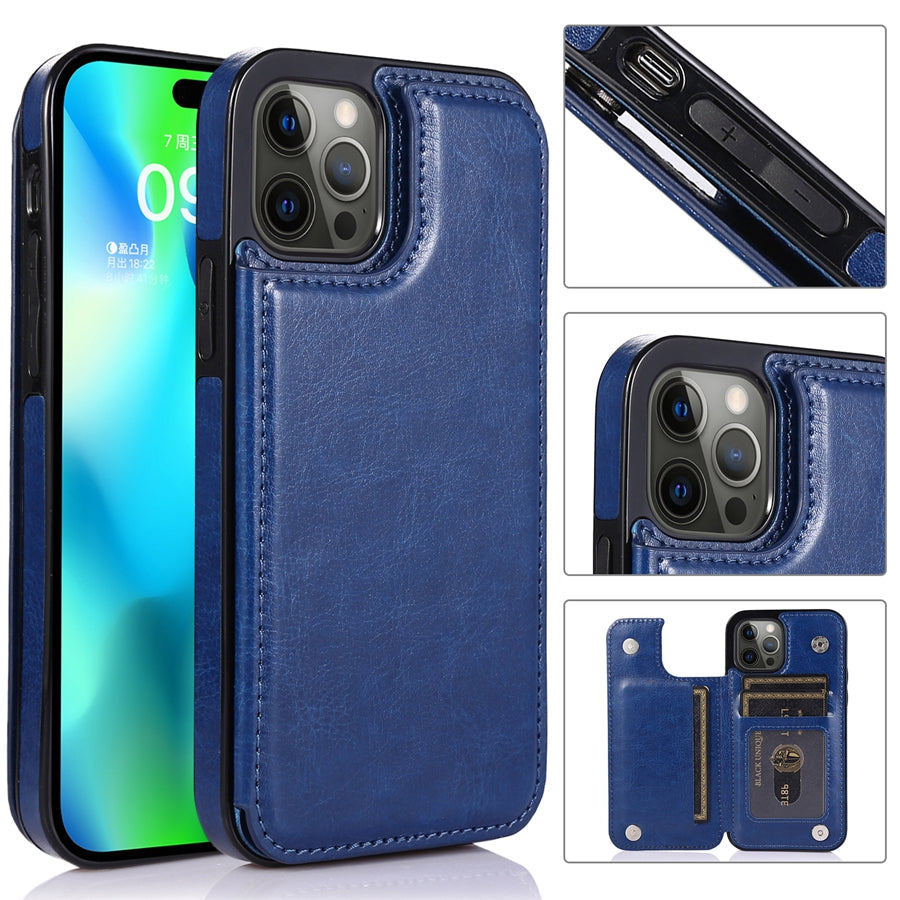 Magnetic Closure Leather Case for Phones with Card Holder Slots
