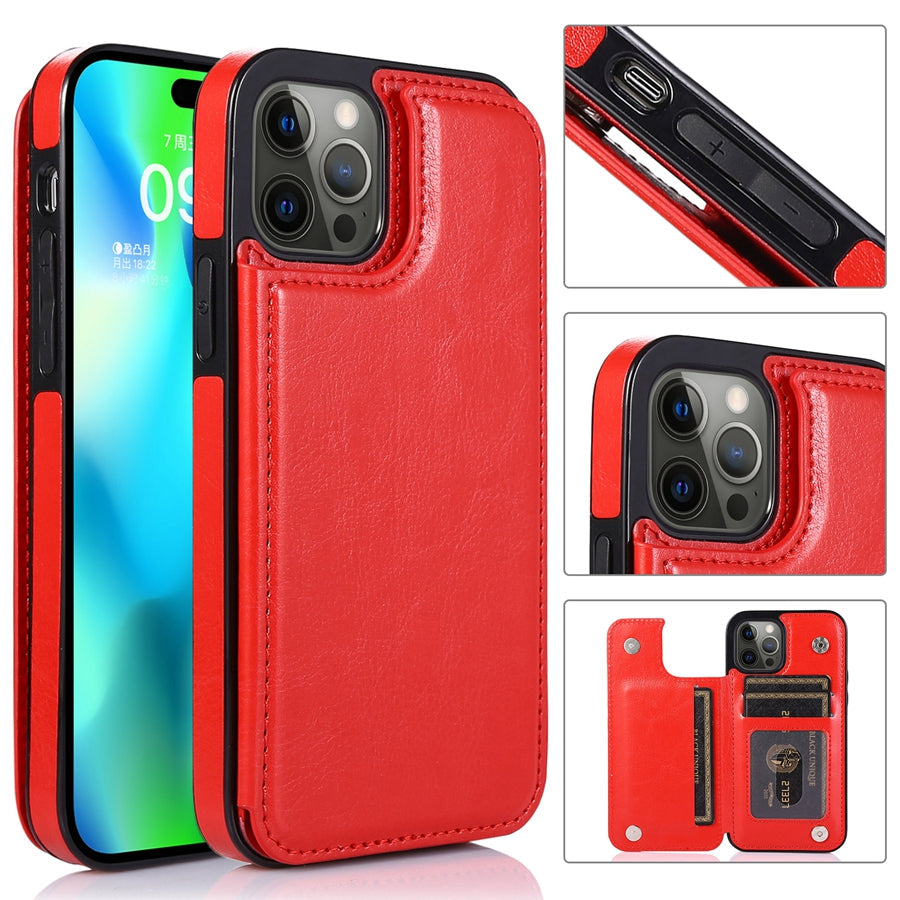 Magnetic Closure Leather Case for Phones with Card Holder Slots