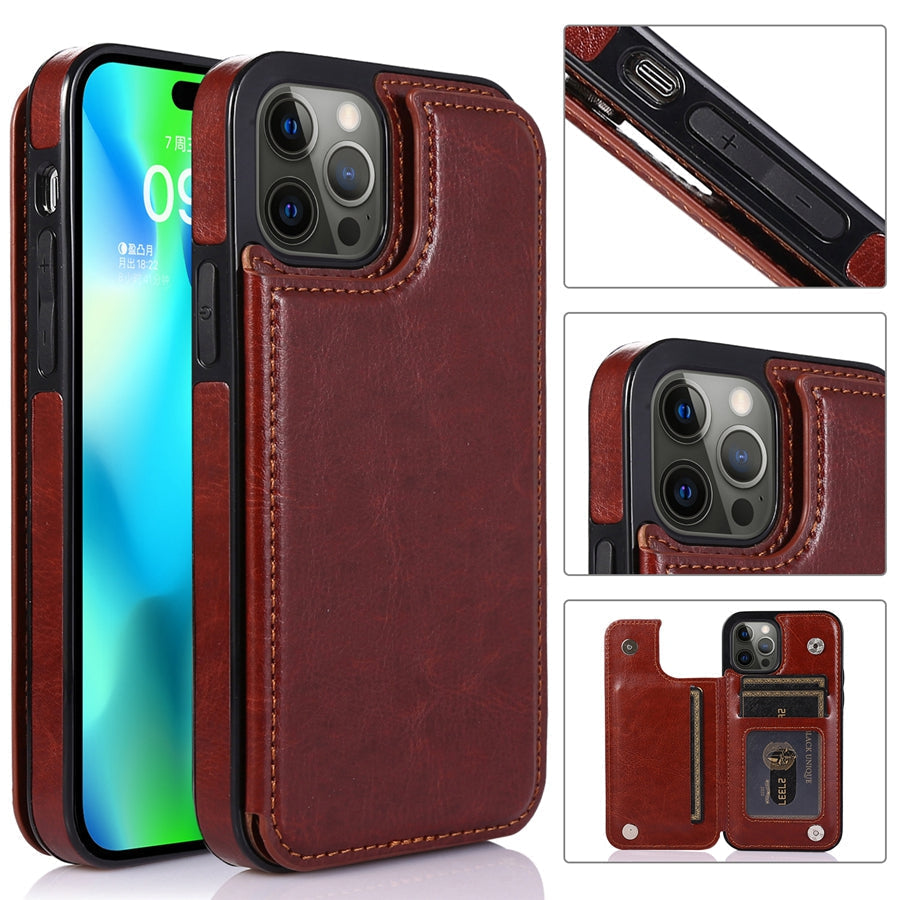 Magnetic Closure Leather Case for Phones with Card Holder Slots