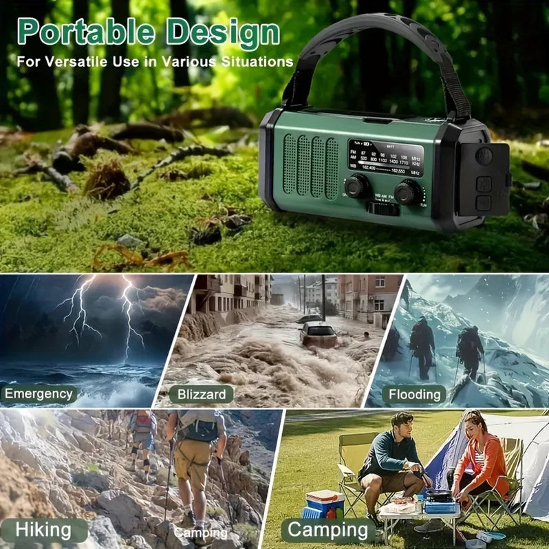 Solar and Hand Crank Emergency Radio with Flashlight and USB Charging
