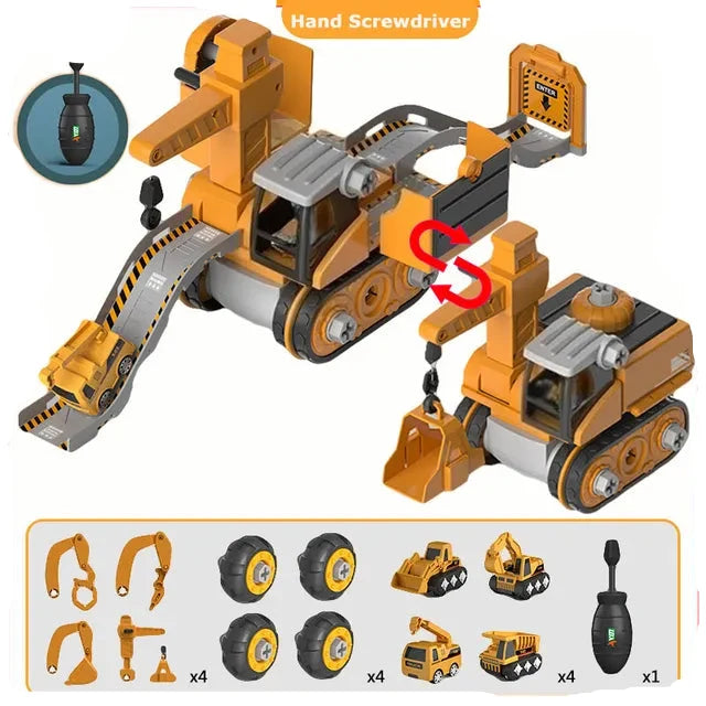 Kids' Toy Set with Construction Vehicles and Screwdriver