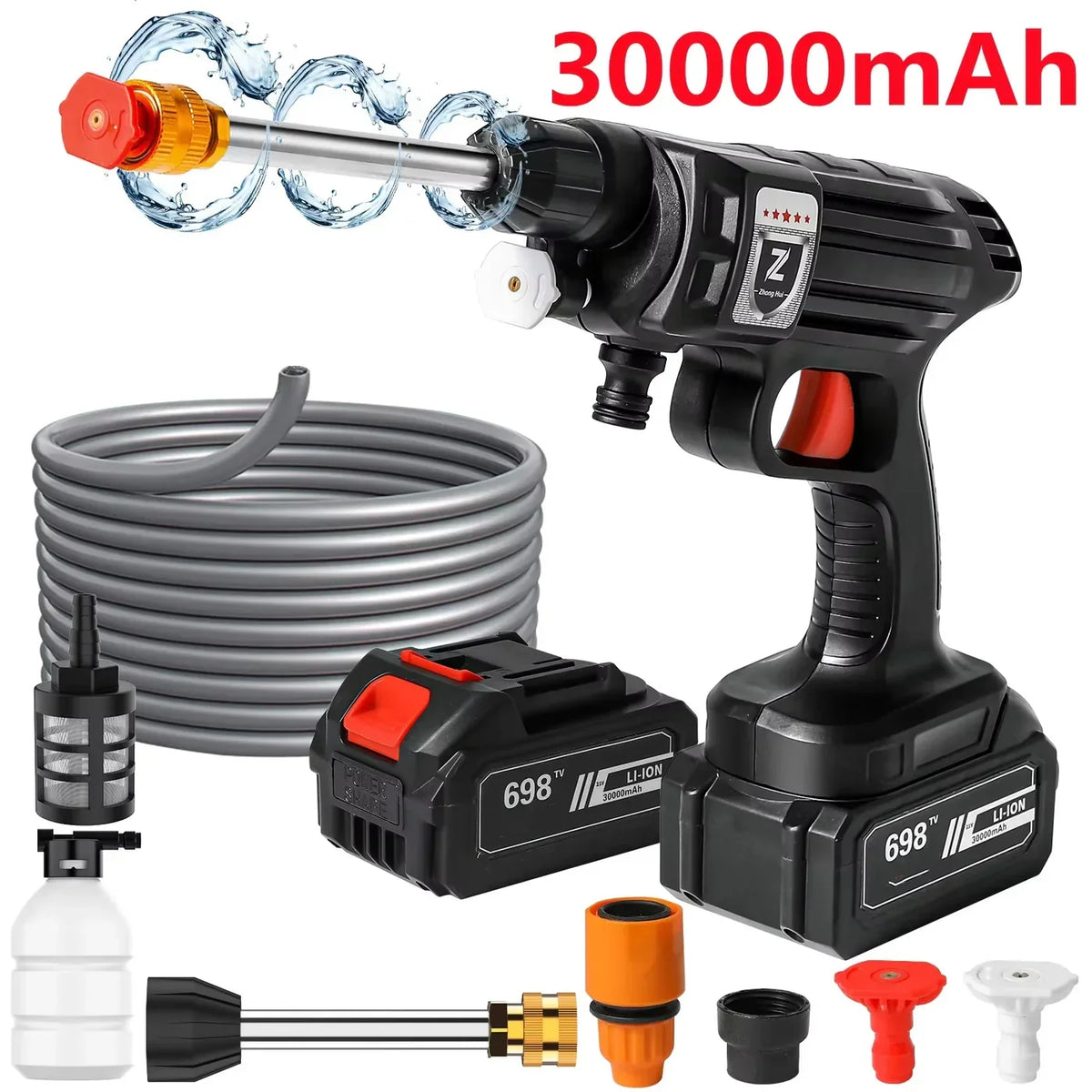 Portable Pressure Washer with Lithium Battery and Adjustable Nozzle